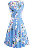 Printed Smocked Waist Sleeveless Dress