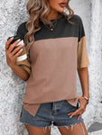 Color Block Round Neck Half Sleeve T-Shirt