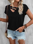 Cutout Petal Sleeve T-Shirt