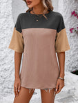 Color Block Round Neck Half Sleeve T-Shirt