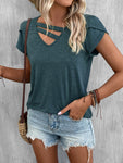 Cutout Petal Sleeve T-Shirt