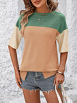 Color Block Round Neck Half Sleeve T-Shirt