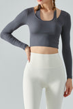 Halter Neck Long Sleeve Cropped Sports Top