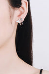 Moissanite Fishtail Rhodium-Plated Earrings
