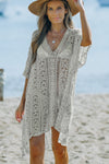 Openwork V-Neck Slit Cover Up