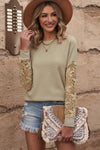 Dropped Shoulder Openwork Round Neck Sweatshirt