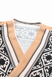 Printed Open Front Sleeveless Cardigan