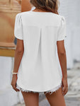 Ruche V-Neck Petal Sleeve Top