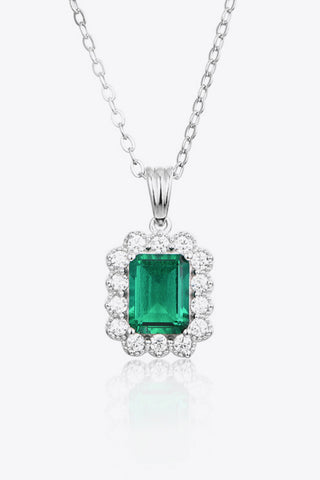 1.5 Carat Lab-Grown Emerald Pendant 925 Sterling Silver Necklace