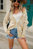 Daisy Pattern Button Front Cardigan