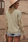 Dropped Shoulder Openwork Round Neck Sweatshirt