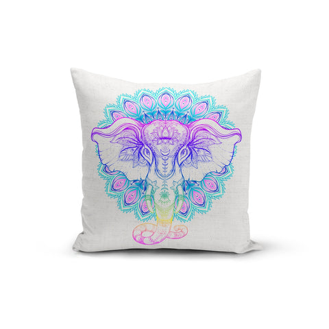 Rainbow Elephant Mandala Pillow Cover