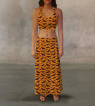 Orange Bats Maxi Skirt