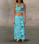 Water Colored Dots Maxi Skirt