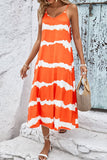 Contrast V-Neck Spaghetti Strap Midi Dress