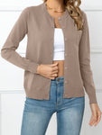 Button Down Round Neck Cardigan