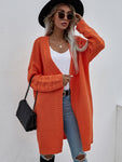 Horizontal Ribbing Open Front Duster Cardigan