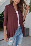 Open Front Ruffle Trim Cardigan