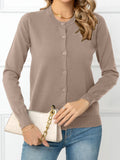 Button Down Round Neck Cardigan