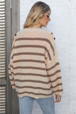 Round Neck Dropped Shoulder Striped Sweater