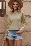 Dropped Shoulder Openwork Round Neck Sweatshirt