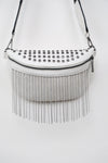 Adored PU Leather Studded Sling Bag with Fringes