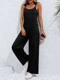 Tie-Shoulder Wide Leg Jumpsuit with Pockets