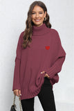 Turtle Neck Long Sleeve Ribbed Sweater