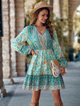 Bohemian V-Neck Long Sleeve Dress