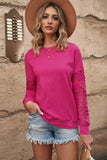 Dropped Shoulder Openwork Round Neck Sweatshirt