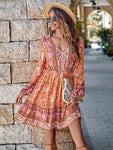 Bohemian V-Neck Long Sleeve Dress