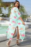 Floral Slit Half Sleeve Cover-Up